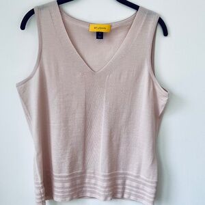 St John Santana Pink Knit Shell Tank Top V Neck Sleeveless Sweater Womens M